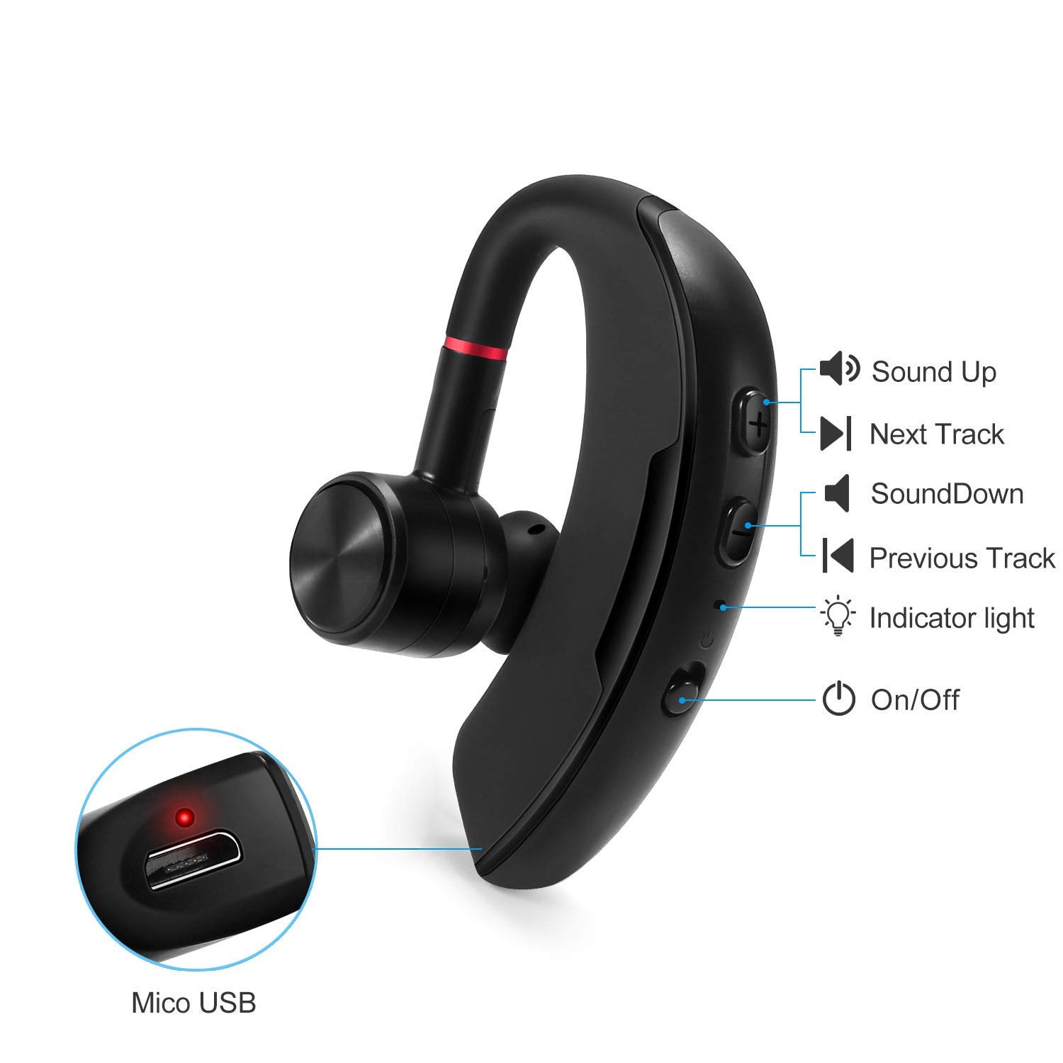 Best Bluetooth Headset Truckers Wireless Business Earpiece With