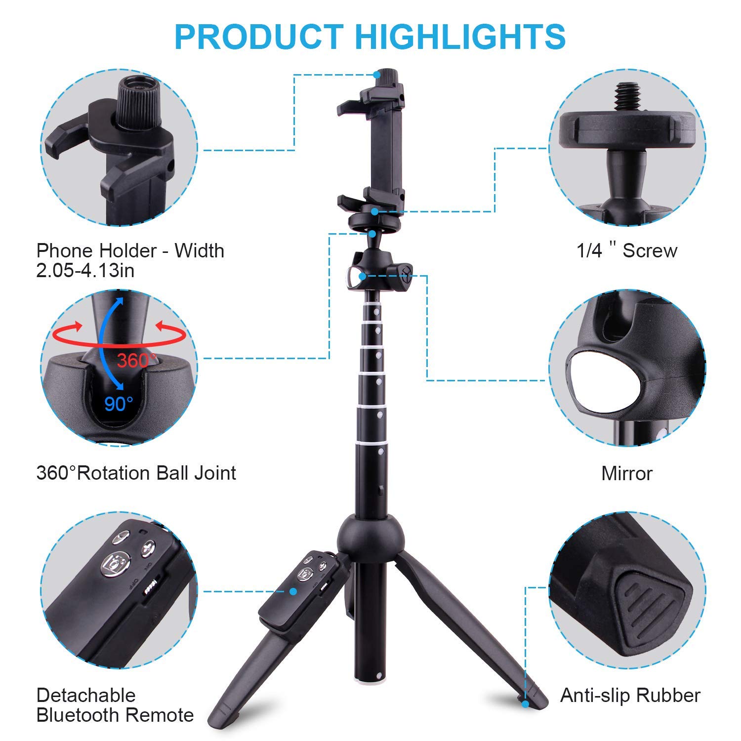 Selfie Stick Tripod Bluetooth Latzz 40 Inch Extendable Phone Tripod