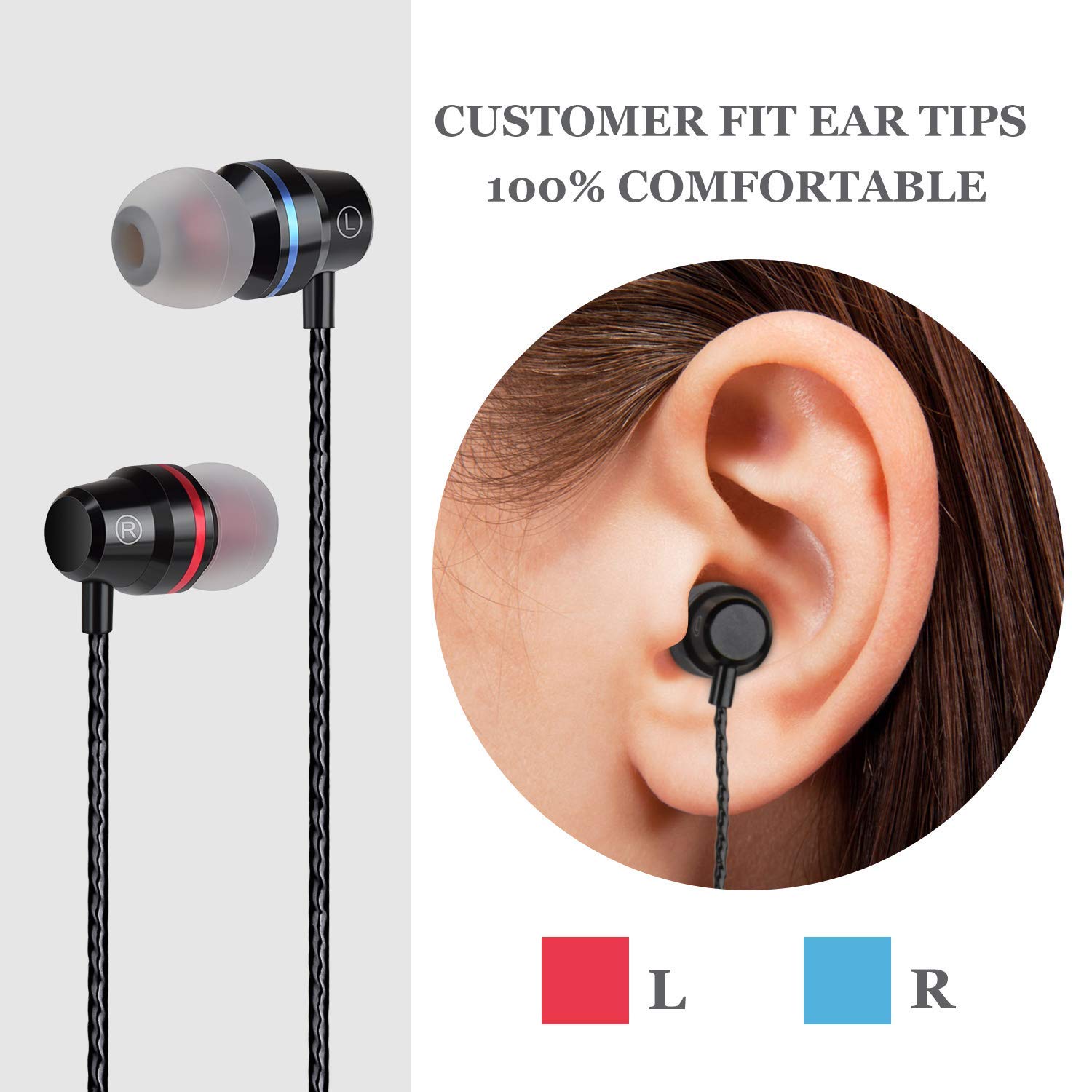 Earbuds Ear Buds Wired in Ear Headphones Stereo Earphones with