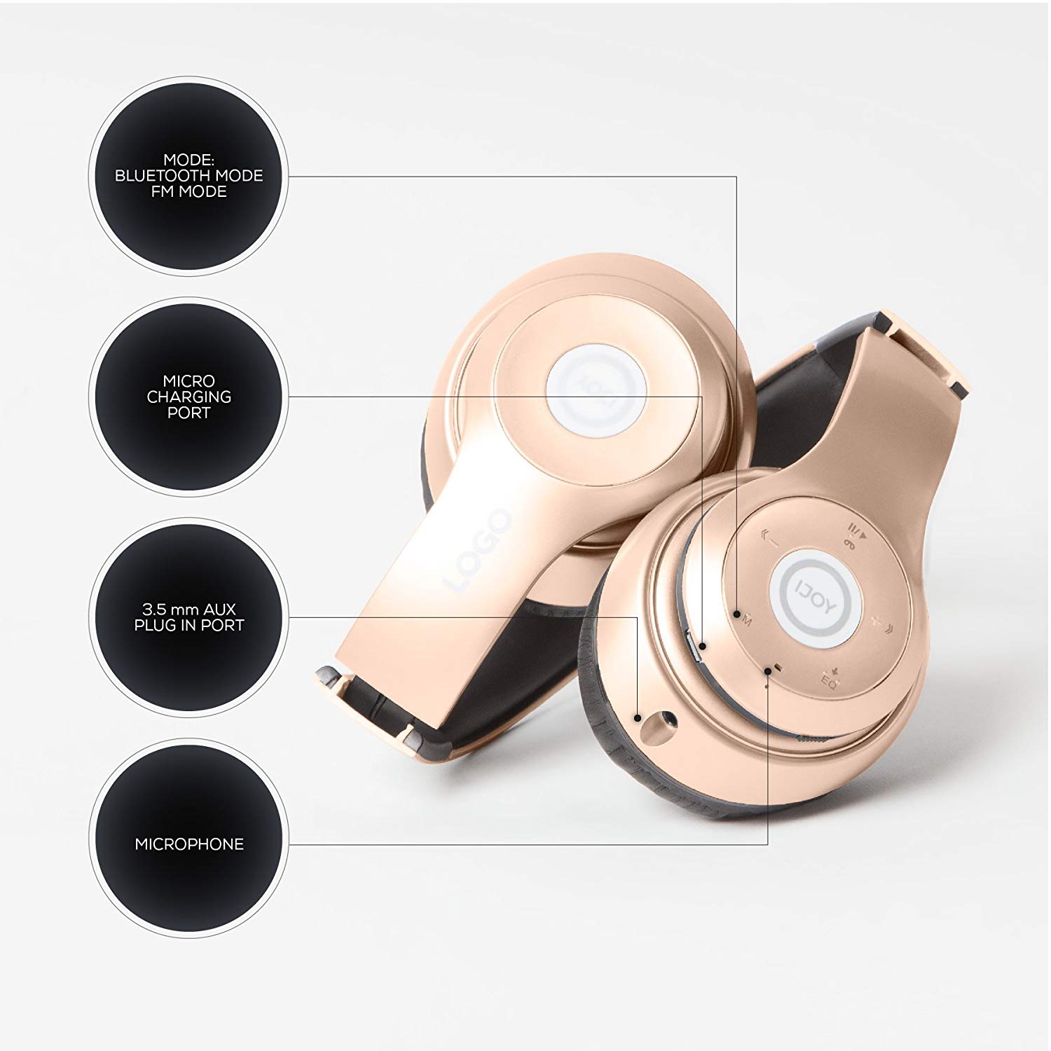 IJoy Matte Finish Premium Rechargeable Wireless Headphones Bluetooth ...