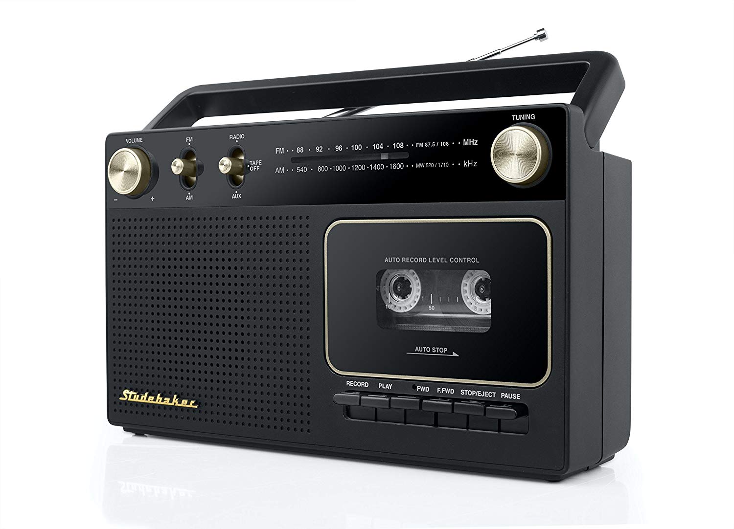 Studebaker Portable Retro Home Audio Stereo AM/FM Radio & Cassette