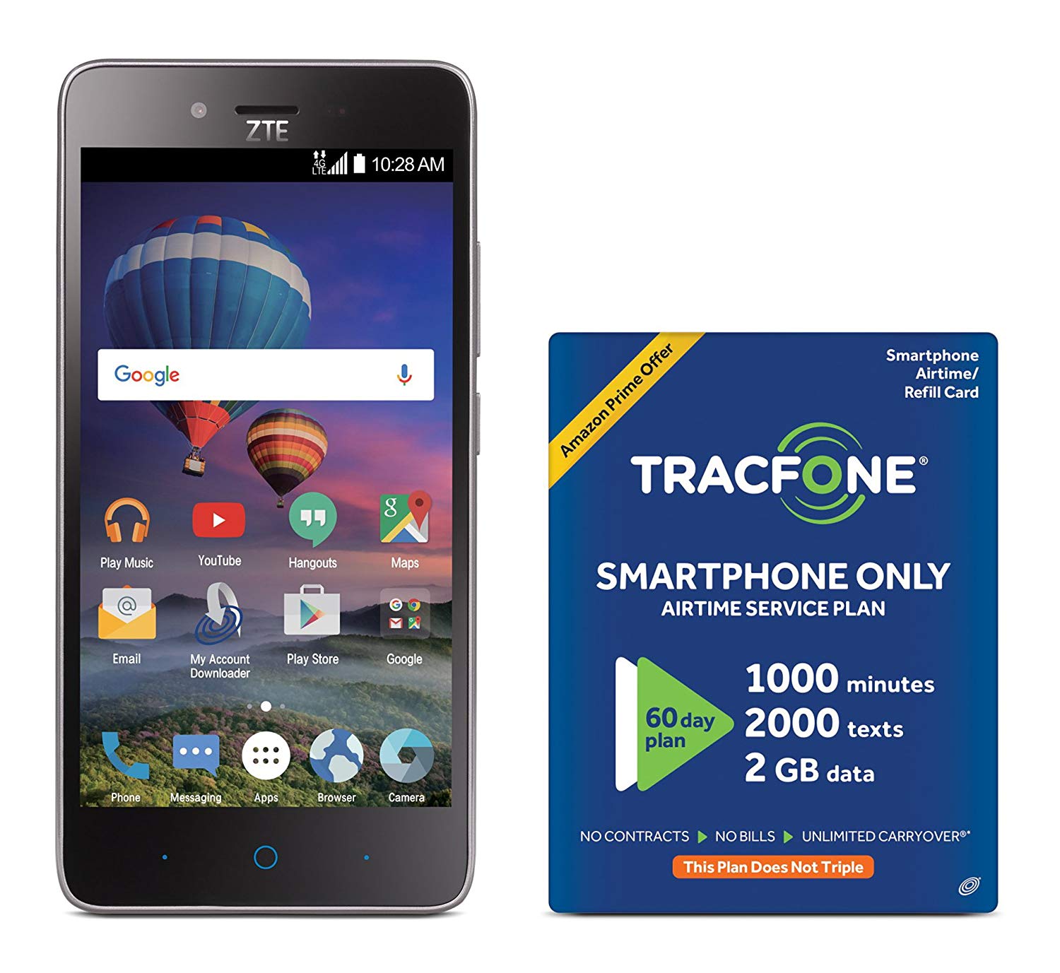 TracFone ZTE ZFIVE L 4G LTE Prepaid Smartphone (Black, Includes 1 Year