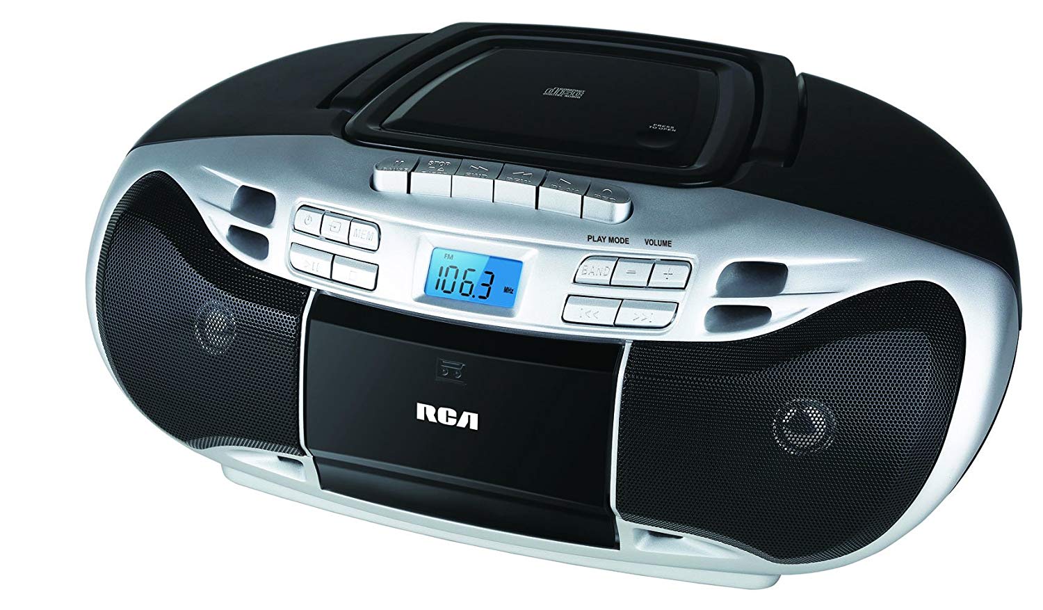 Rca Portable Stereo Cd Boombox With Cassette Tape Player Digital Am