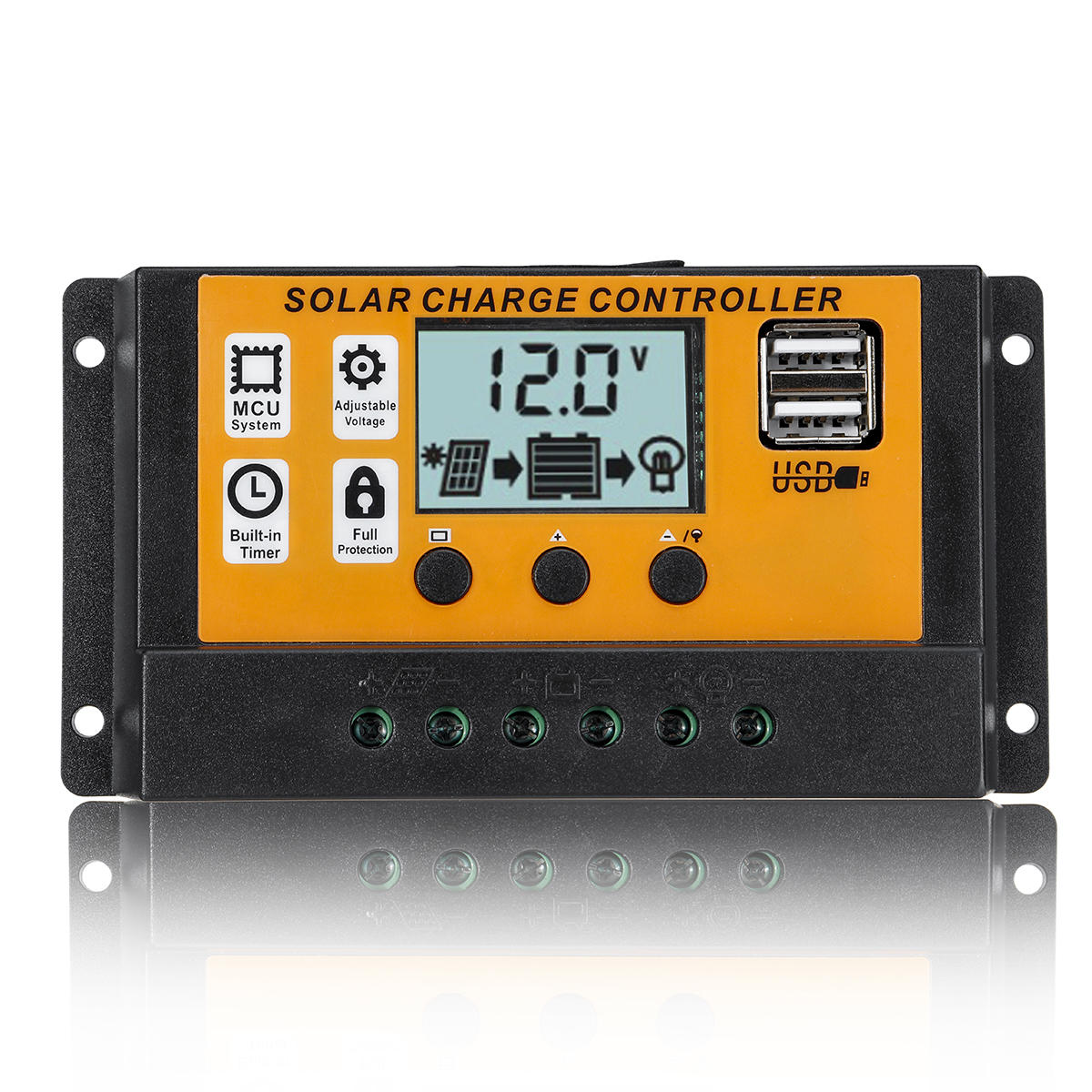 LCD Display 12V/24V Auto Solar Charge Controller PWM Controller Dual